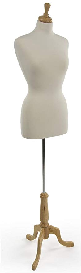 Displays2go Size 8 Female Mannequin Dress Form with Natural Tripod Base