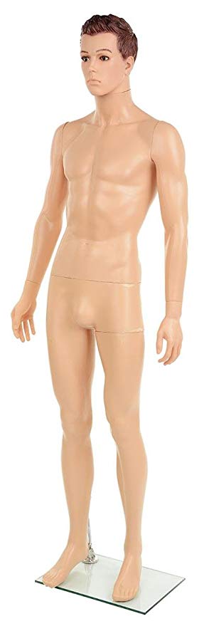 Displays2go Realistic Male Mannequin with Formed Hair, Standing Form