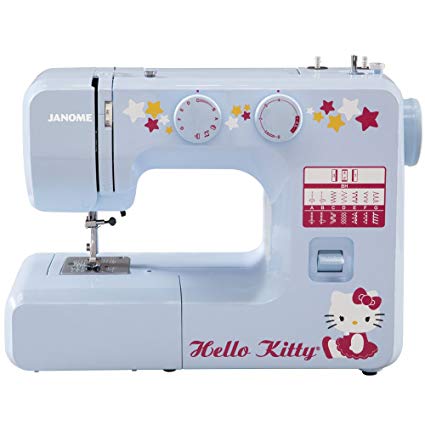 Janome 15312 Hello Kitty Easy-to-Use Sewing Machine with Aluminum Interior Frame, Automatic Needle Threader, 15 Stitches, 4-Step Buttonhole, 3-Piece Feed Dogs and Easy Stitch Selection