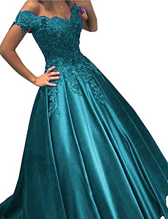 Women's Cap Sleeves Prom Gown Beaded Lace A Line Evening Party Dress