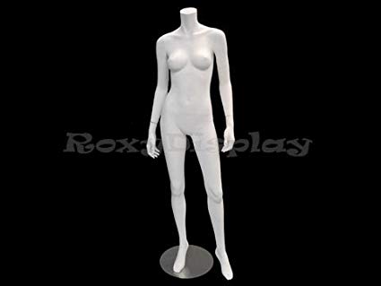 (MD-A3BW2-S) Headless Female Mannequin Matte White Fiber Glass.