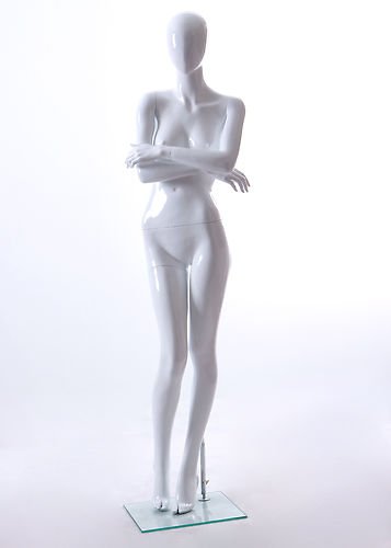 Brand New Female Full Body Fiberglass Abstract Egg Head Mannequin Glossy White (AMY1E)