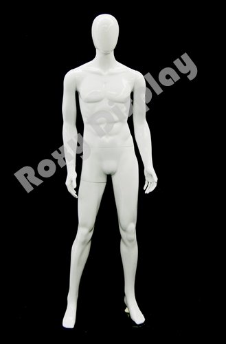 (PS-901-1GW) ROXYDISPLAY™ Highend Male Plastic Mannequin, with turnable egghead, and turnable arms. Glossy White