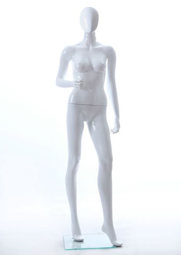 Female Full Body Fiberglass Abstract Egg Head Mannequin Glossy White (LLF5)