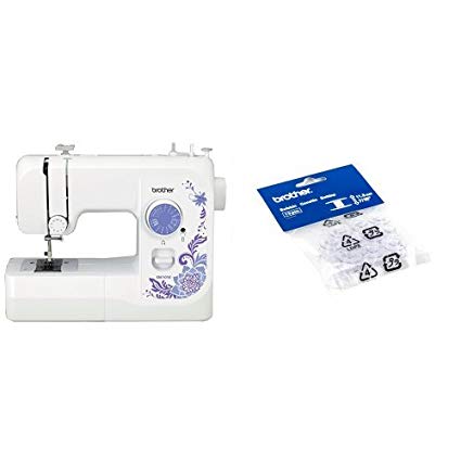 Brother XM1010 with 10 stitches, 4-Step Auto-Size Buttonholer, 4 Sewing', & instructional DVD and Brother SA156 Top Load Bobbins, 2 packs of 10 (20 total)
