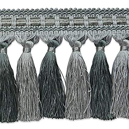 Expo International Talia Twisted Tassel Fringe Trim Embellishment, 20-Yard, Gray/Slate