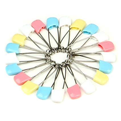 LQZ(TM) 20Pcs/Set Child Infant Kids Cloth Diaper Pins Stainless Steel Traditional Safety Pin Safe Hold Clip Locking Cloth (150 Sets)