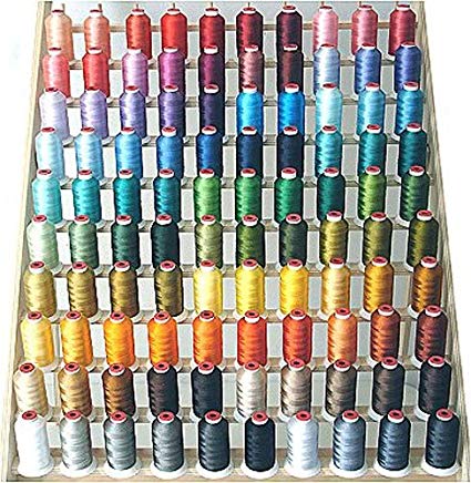 ThreaDelight 100 Spool Polyester Embroidery Machine Thread Set 100 Most Vibrant Colors - 1100YDS - 40wt for Brother Babylock Janome Singer Pfaff Husquarna Bernina Melco Machines Brand