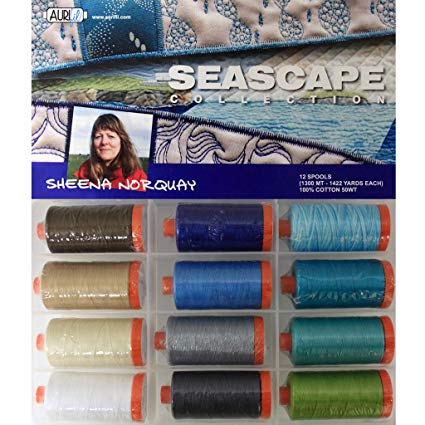 Aurifil Thread Set SEASCAPE By Sheena Norquay 50wt 100% Cotton 12 Large (1422 yard) Spools