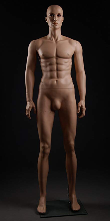 Attractive Male Full Body Fiberglass Realistic Mannequin Flesh Tone 5'10