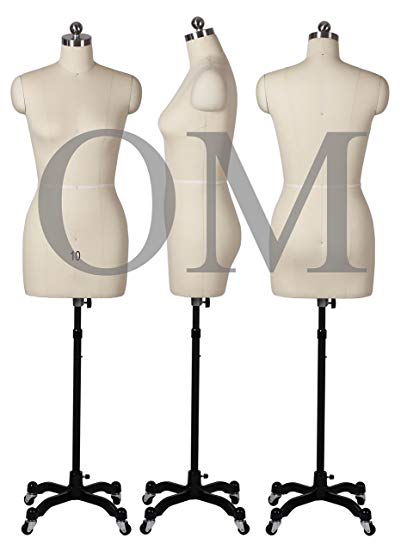 New Female Sewing Dress Form Mannequin Fully Pinnable with Magnetic Removable Shoulders on Rolling Base Size 10