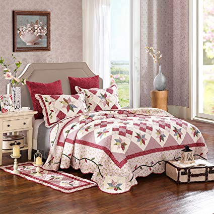 Dodou European Style Quilt Patchwork Bedding Set Summer Comforter Full / Queen Size Air Conditioning Quilt Blanket 3pcs