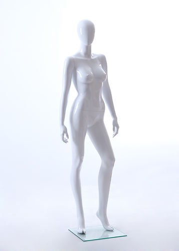 Female Full Body Fiberglass Abstract Egg Head Mannequin Glossy White (AMY2E)