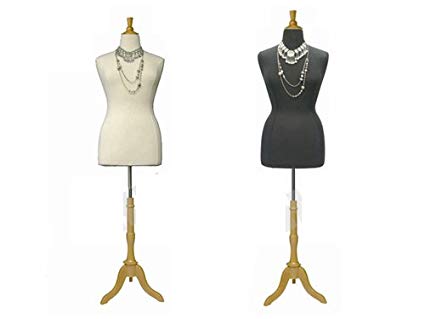 (JF-F14/16W+Black Cover+BS-01NX) Plus Size 14-16 White Female Dress Form Mannequin with Wooden Base&Cap 42