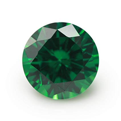 50PCS Size 9.0mm 5A Round Machine Cut Green Color Cubic Zirconia Stone Loose CZ Stones (9.0mm 50pcs)