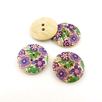 1000x Colorful Lovely Clothing Accessory Decoration Multi Pattern Computer Painting Wooden Notions Sewing Wood Buttons Supplies NK1704 Pink Purple Flowers Round