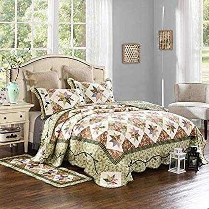 Dodou European Style Quilt Patchwork Bedding Set Summer Comforter Full / Queen Size Air Conditioning Quilt Blanket 3pcs