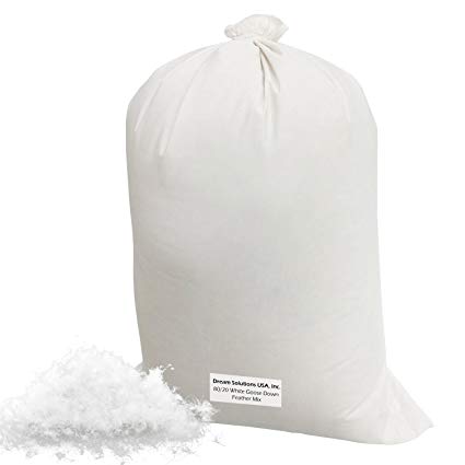 Bulk Goose Down Filling 80/20 (4 lbs) 100% Natural White Down and Feather – Fill Stuffing Comforters, Pillows, Cushions, Jackets – Ultra Plush Hungarian Softness by Dream Solutions USA Brand
