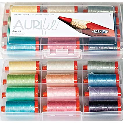 Aurifil Thread Set Pastel Collection 50wt Cotton 12 Large (1422 yard) Spools
