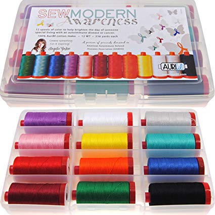 Sew Modern Awareness by Angela Yosten Thread Kit 12wt 12 Large (356 yard) Spools Aurifil
