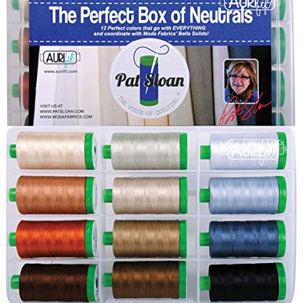 Pat Sloan The Perfect Box of Neutrals Aurifil Thread Kit 12 Large Spools 40 Weight PSNB4012