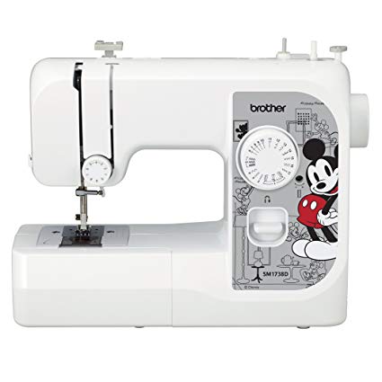 Brother Sewing Machine, SM1738D, Sewing Machine with 4 Disney Faceplates, 17 Built-In Stitches, Disney Dust Cover, 4 Sewing Feet, LED Work Area