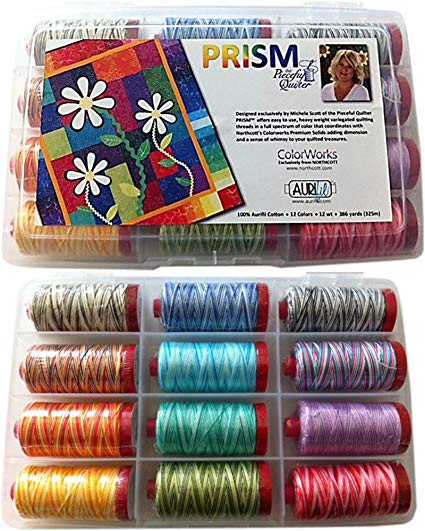 Prism by Pieceful Quilter Thread Kit 12wt 12 Large (356 yard) Spools Aurifil