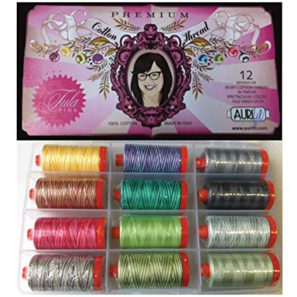 Tula Pink Premium Collection Aurifil Thread Kit 12 Large Spools 50 Weight TP50TP12