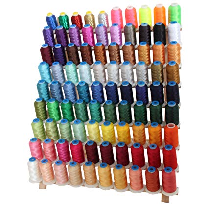 Ultimate Machine Embroidery Thread Set - 90 Spool Set Includes Solid, Metallic, Neon, Thread Rack