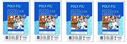 Fairfield PF12A Poly-Fil Premium Polyester Fiber, White, 1 Bag, 12-Ounce (4-Pack)