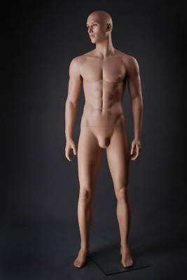 Attractive Male Full Body Fiberglass Realistic Mannequin Flesh Tone 6'2