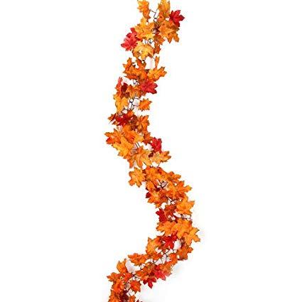Bulk Buy: Darice DIY Crafts Garland Maple Leaf Chain Orange and Yellow 6 feet (12-Pack) DC-6688