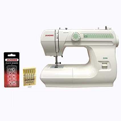 Janome 2206 860spm 6 Stitch Full Size Free Arm Sewing Machine with Bundle