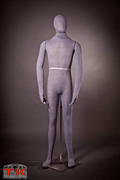 Male Mannequin, Flexible Posable Bendable Full-size Soft -Grey, by TK Products, Great for Costumes