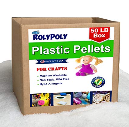 Plastic Pellets Bulk Box for Weighted Blankets (50 LBS) Non-Toxic, Premium Quality Made in the USA for Rock Tumbling, Stuffing & Filling Dolls, Crafts